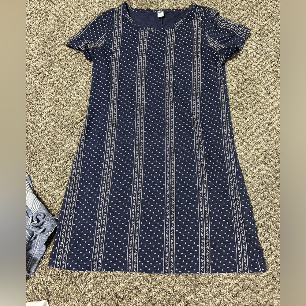Navy Printed Mini Dress